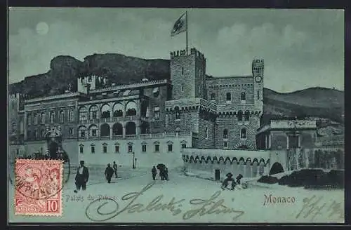 Mondschein-AK Monaco, Palais du Prince