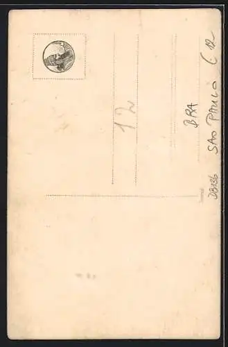 AK Sao Paulo, Strassenpartie mit Geschäftshaus und Strassenbahn