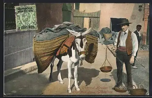 Künstler-AK Gibraltar, Charcoal Hawker in City Mill Lane