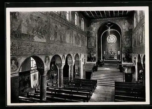 Foto-AK Deutscher Kunstverlag, Nr. 4: Insel Reichenau /Oberzell, Stiftskirche St. Georg, Mittelschiff