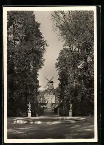 Foto-AK Deutscher Kunstverlag, Nr. 30a: Potsdam, Sanssouci, neue Kammern und Historische Mühle