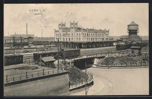 AK Hamm / Westfalen, Totalansicht des Bahnhofs