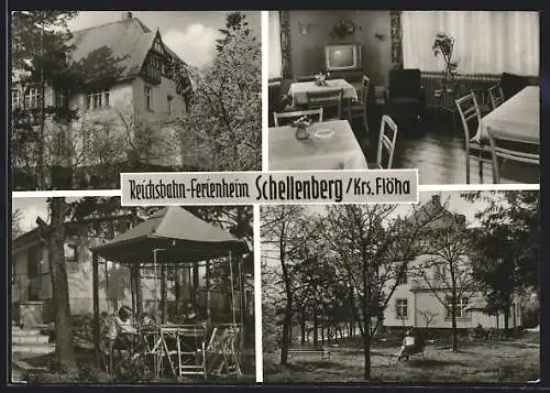 AK Schellenberg / Sa., Reichsbahn-Ferienheim, Gesellschaftsraum, Pavillon