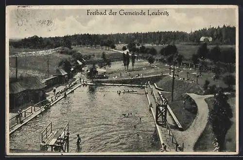 AK Leubnitz / Werdau, Blick zum Freibad