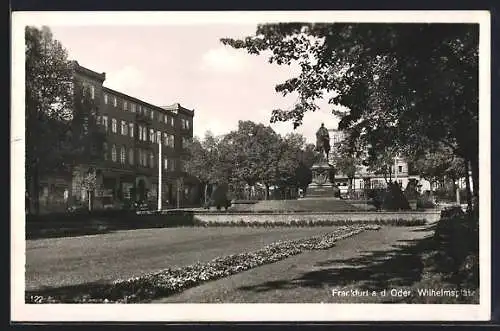 AK Frankfurt / Oder, Wilhelmplatz mit Denkmal Kaiser Wilhelm I.