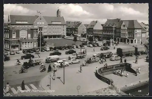 AK Emden, Rathausplatz aus der Vogelschau