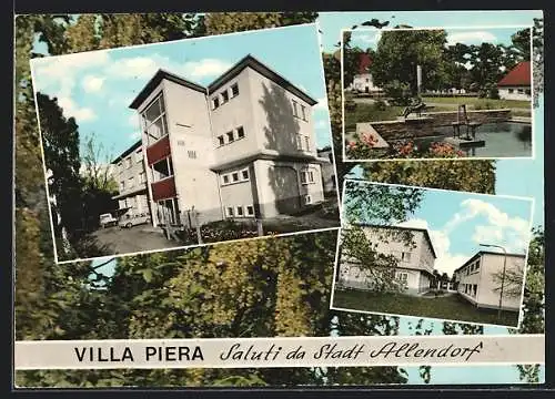 AK Allendorf / Stadt, Hotel Villa Piera, Teich, Ortspartie