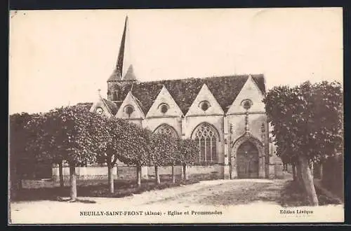 AK Neuilly-Saint-Front, Eglise et Promenade