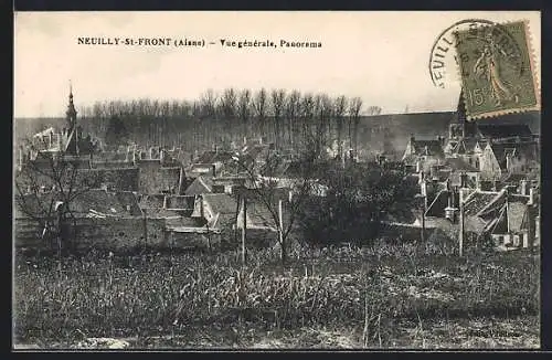 AK Neuilly-St-Front, Vue générale, Panorama avec l`église