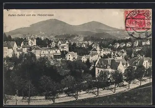 AK Baden-Baden, Teilansicht von der Hebelstrasse aus gesehen