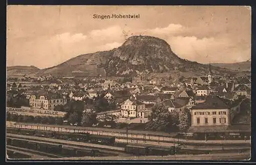 AK Singen-Hohentwiel, Teilansicht mit Bahnhof-Hotel Adler