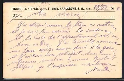 AK Karlsruhe i. B., Metallwaren-Fabrik Fischer & Kiefer vorm. F. Bock