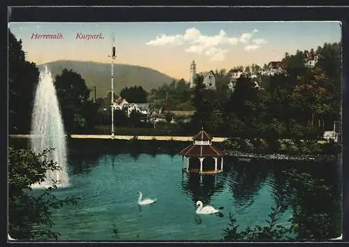 AK Herrenalb, Kurpark mit Fontaine