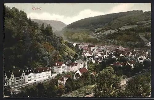 AK Calw, Teilansicht mit Kirche