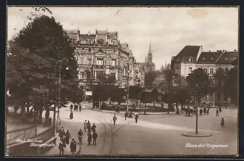 AK Bad Aachen, Kaiserplatz mit Passanten