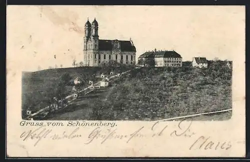 AK Schönenberg / Ellwangen, Ortspartie mit Kirche