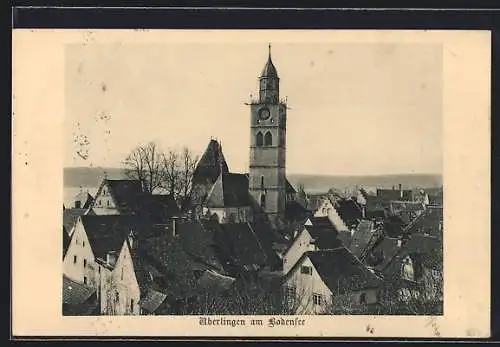 AK Überlingen / Bodensee, Teilansicht mit Kirche