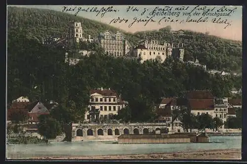 AK Heidelberg, Schloss von der Hirschgasse aus