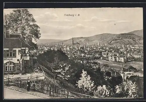 AK Freiburg i. B., Teilansicht mit Gasthaus Loretto