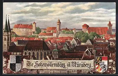 AK Nürnberg, Die Hohenzollernburg zu Nürnberg, mit Wappen