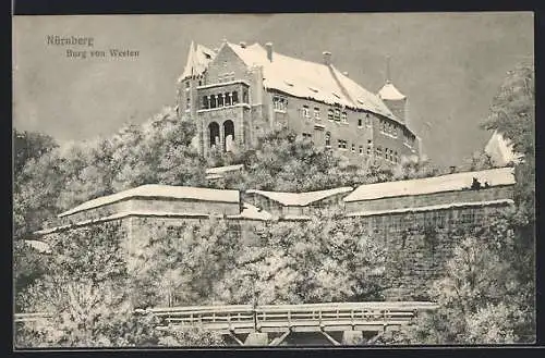 AK Nürnberg, Burg von Westen im Schnee