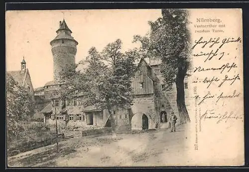 AK Nürnberg, Vestnertor mit rundem Turm