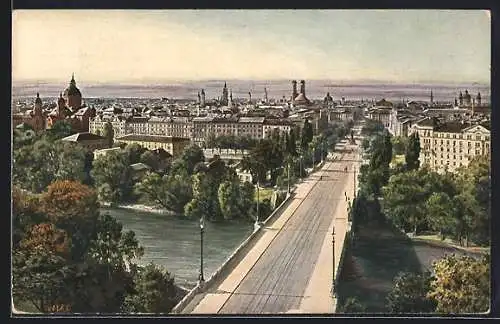 AK München, Blick vom Maximilianeum auf die Stadt