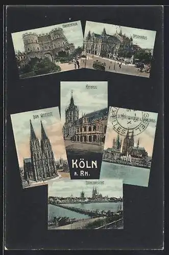 AK Köln a. Rh., Totalansicht, Opernhaus, Rathaus