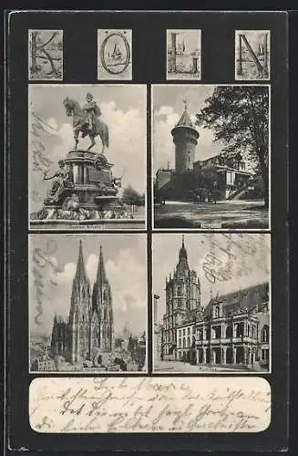 AK Köln, Rathaus, Denkmal Wilhelm I., Ulrepforte