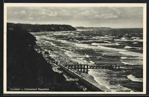 AK Rauschen, Strandpanorama mit Steilküste