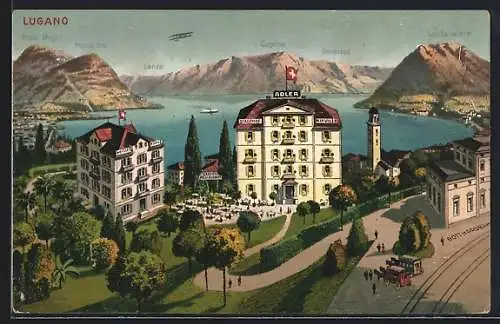 AK Lugano, Gasthaus Adler, Weisses Kreuz