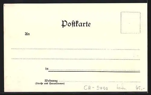 Lithographie Rorschach, Uferpartie mit Dampfer und Eisenbahn, Bodensee mit Alpengipfeln