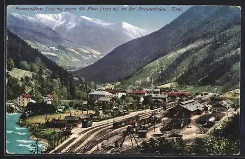 AK Franzensfeste, Blick auf Bahnhof und Plose