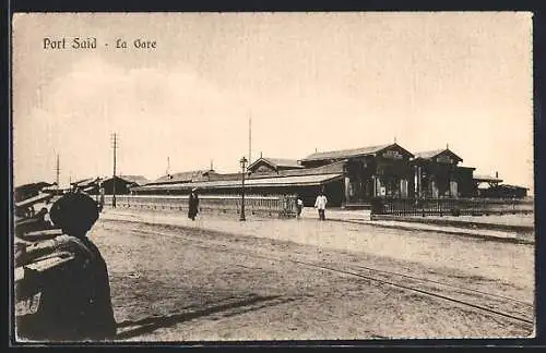 AK Port Said, La Gare, Blick zum Bahnhof