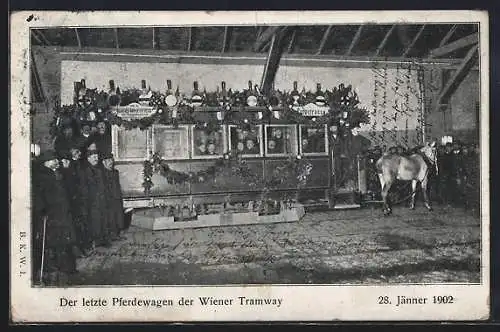 AK letzter Pferdewagen der Wiener Tramway, Januar 1902