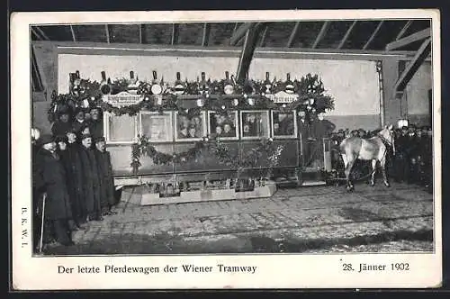 AK letzter Pferdewagen der Wiener Tramway, Januar 1902