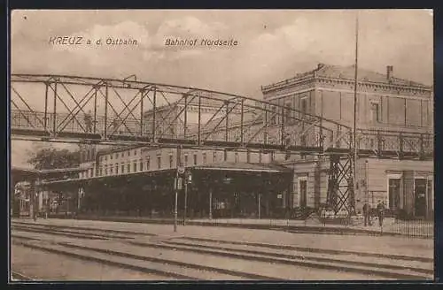 AK Kreuz, Bahnhof Nordseite mit Fussgängerübergang