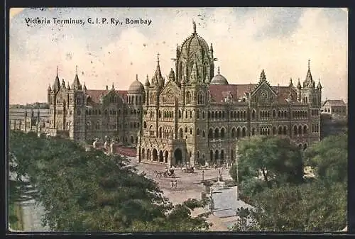 AK Bombay, Victoria Terminus, G. I. P. Ry., Bahnhof