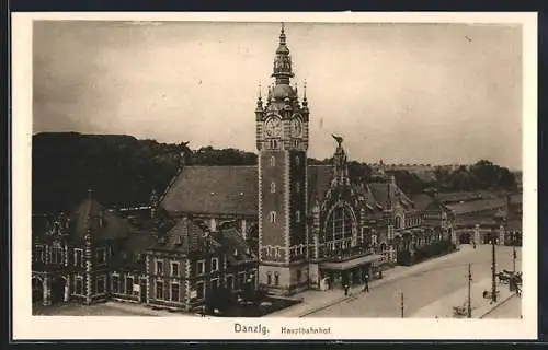 AK Danzig, Blick auf den Hauptbahnhof