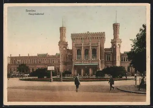 AK Breslau, Hauptbahnhof mit Vorplatz