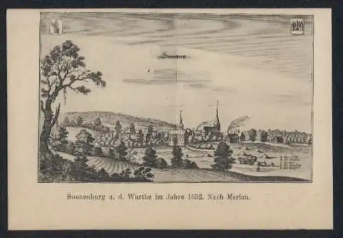 AK Sonnenburg a. d. Warthe, Ortsansicht nach Merian von 1652