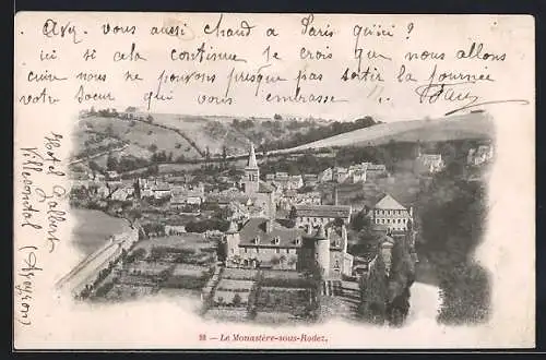 AK Monastère-sous-Rodez, Ortsansicht aus der Vogelschau