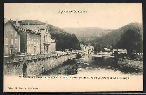 AK Villefranche-de-Rouergue, Vue du Quai et de la Promenade St-Jean