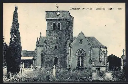 AK Martrin /Aveyron, Cimetière, Eglise, Tour