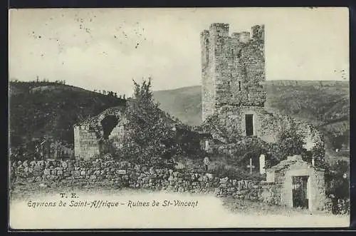 Mondschein-AK Saint-Affrique, Ruines des St-Vincent