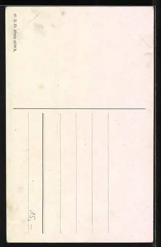 Künstler-AK Felix Schulze: Ja oder Nein?, Soldat in Uniform flirtet mit seiner Liebsten