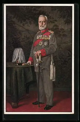 AK König Ludwig III. in Uniform mit Orden und Schwert