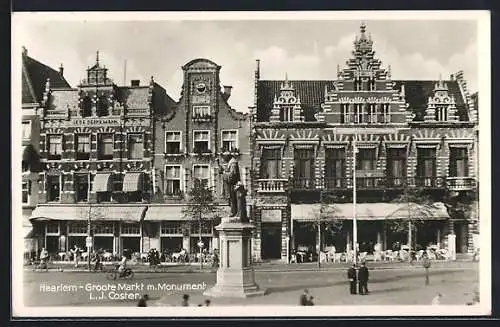 AK Haarlem, Groote Markt m. Monument