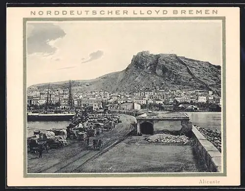 AK Alicante, Panorama, Reklame für Norddeutscher Lloyd Bremen