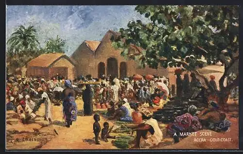 Künstler-AK Accra, A Market Scene